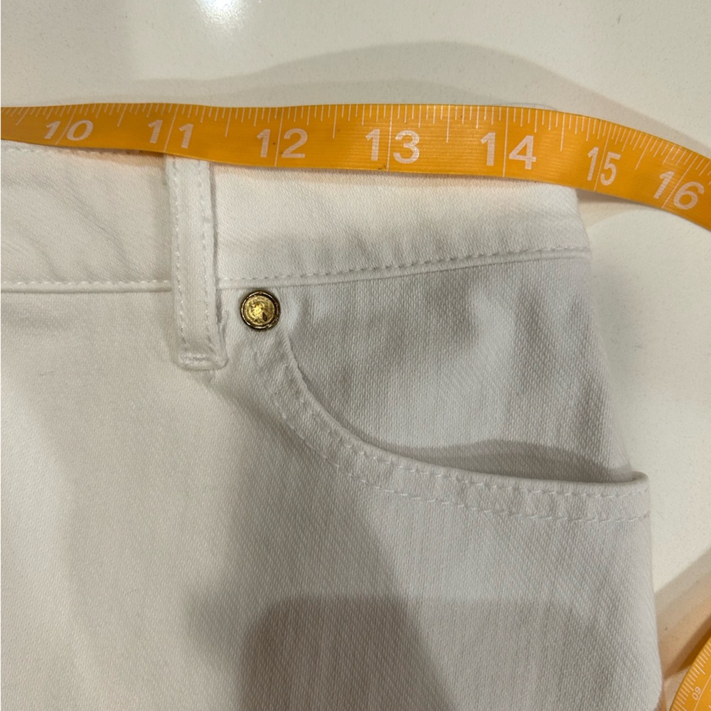 J. McLaughlin preppy classic summer white denim mini knee length skirt size 4 - Picture 4 of 9